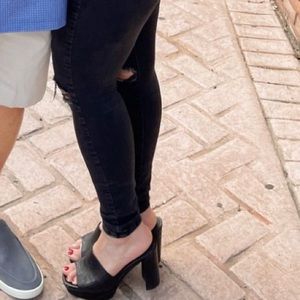 Jeffrey Campbell Black Crocodile Mule Pumps